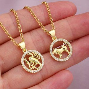 Zodiac Pendant Necklaces 18k Gold Plated. Cadena y dije banado en oro 18k